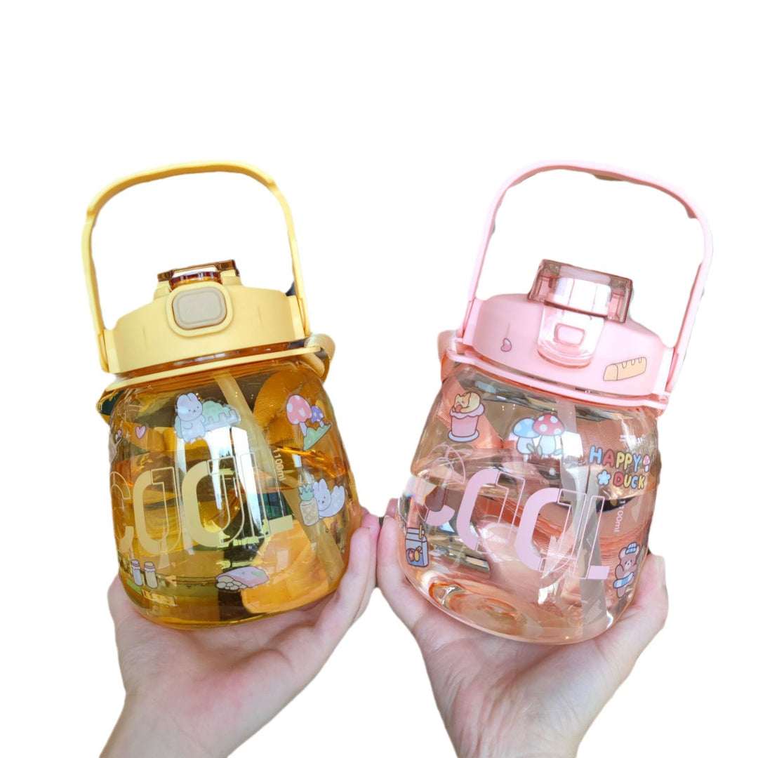 Women colorful and leak-proof water bottle with ergonomic carrying handle Bowlift