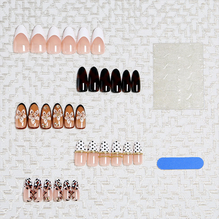 Artificial Nail Set with Floral and Glamorous Design Bowlift