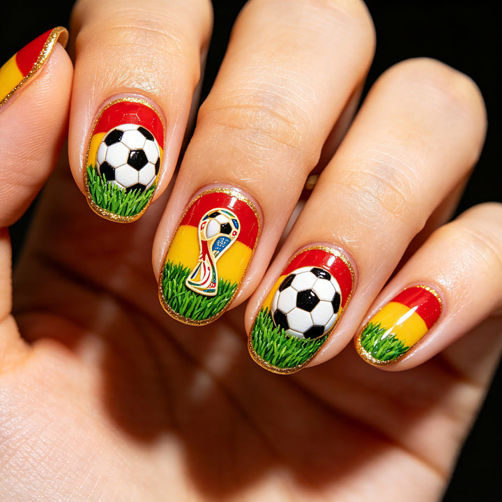 Sporty Football Design Artificial Nails Bowlift