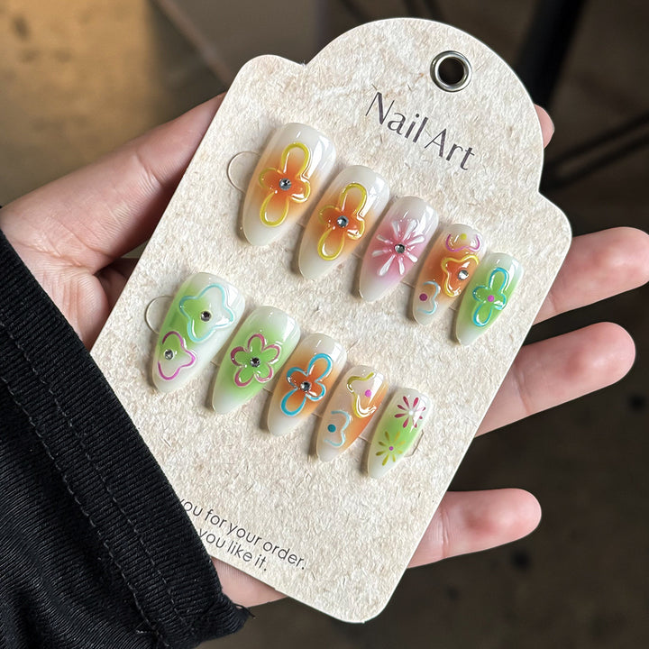 Artistic Floral Press-On Nails Kit Bowlift