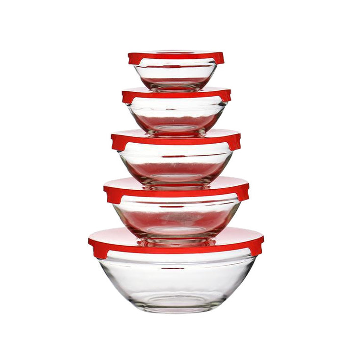 Women's set of stackable storage bowls with tight silicone lids Bowlift