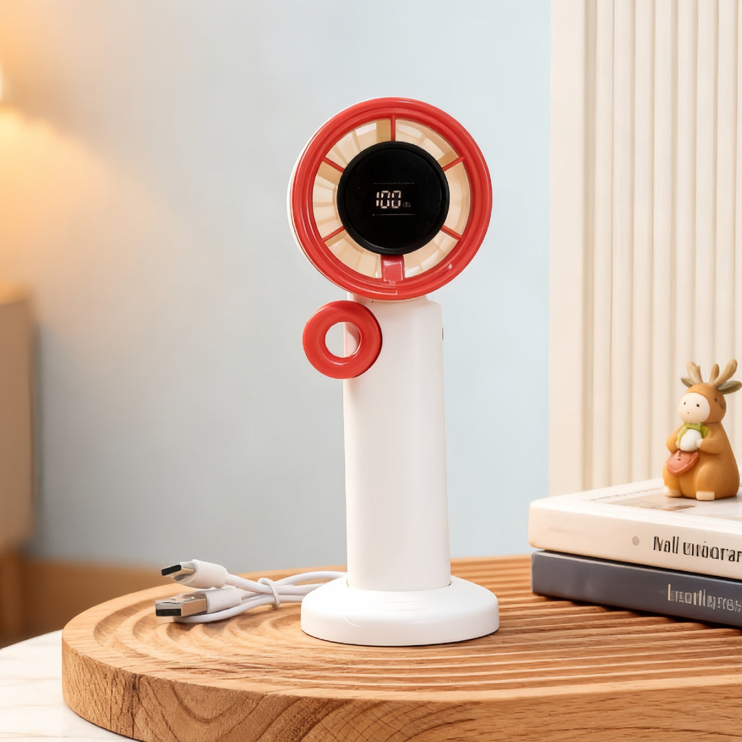 Women Portable Fan with USB Connection and Digital Display Bowlift