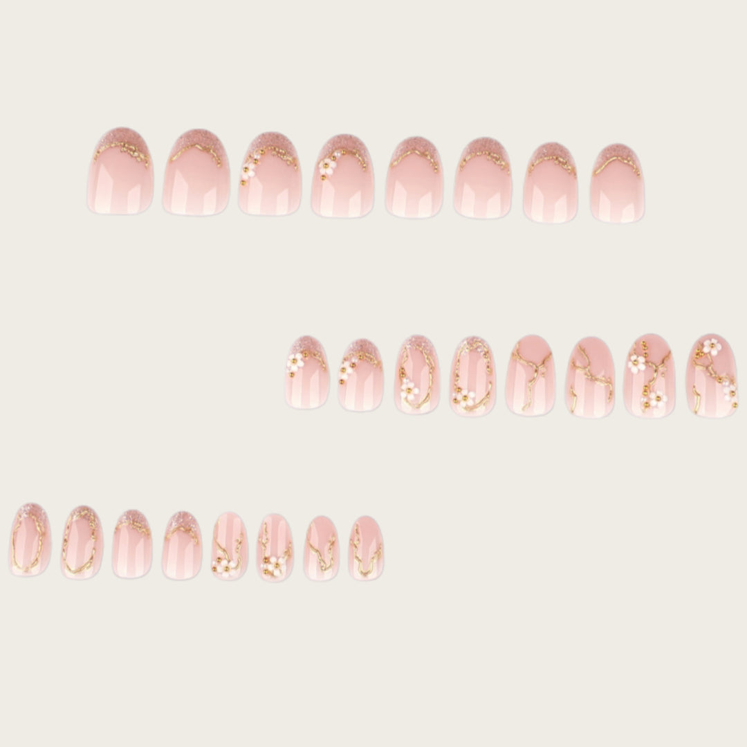 Floral Embellished Press-On Nail Set Bowlift