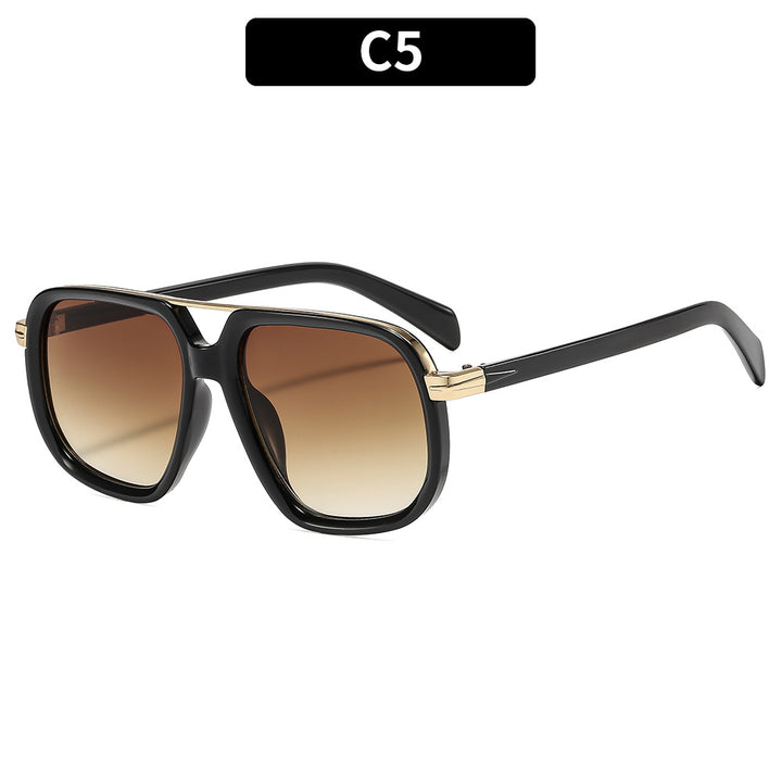 Oversized Square Frame Sunglasses with Elegant Acetate Arms