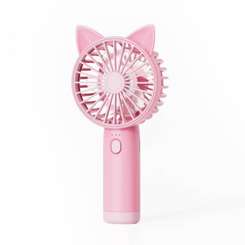 Women's Portable Cat Ears Handheld Fan Bowlift