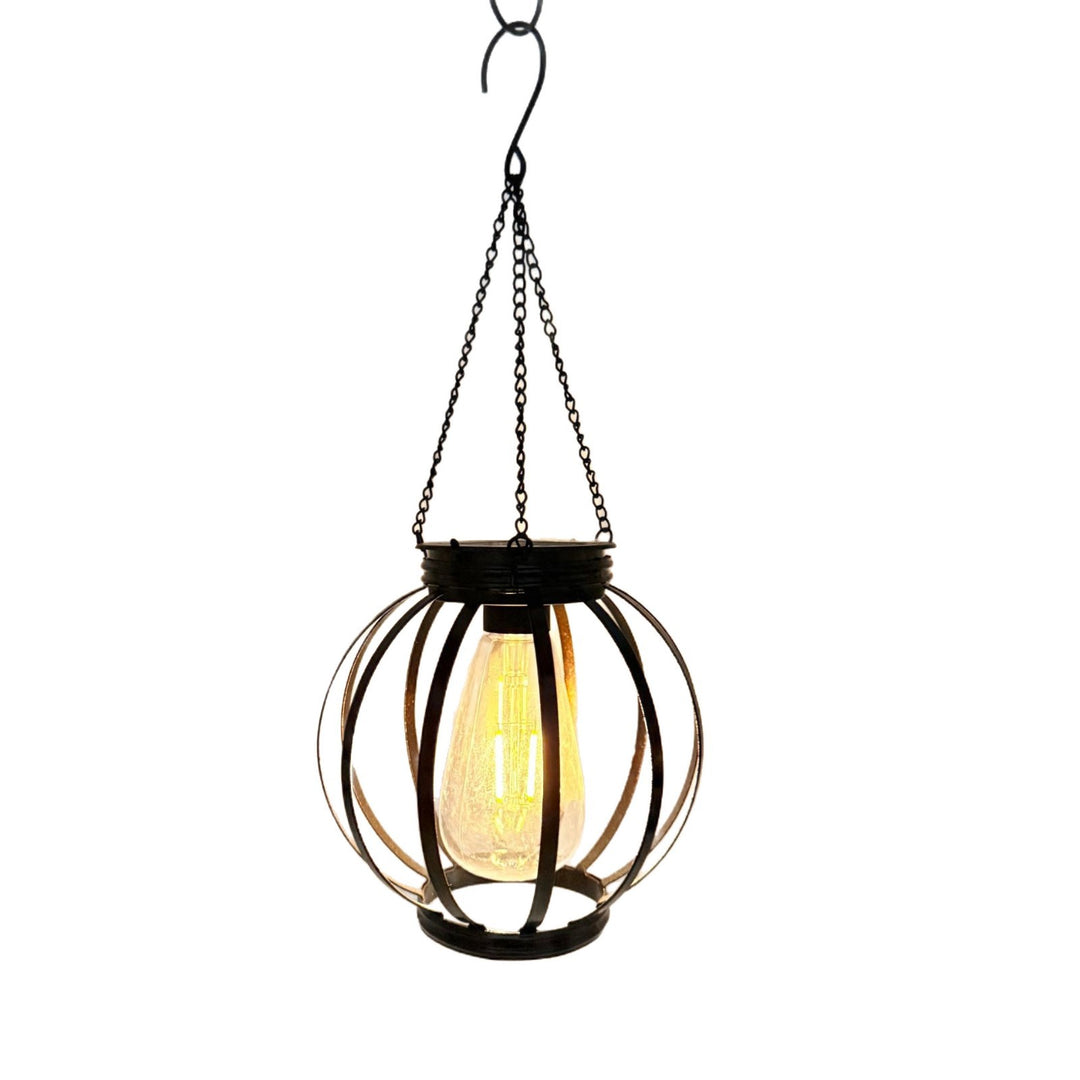 Outdoor Hanging Metal Cage Pendant Lantern With Adjustable Chain And Vintage Filament LED Bowlift