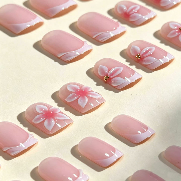 Floral Acrylic Nail Art Tips Bowlift