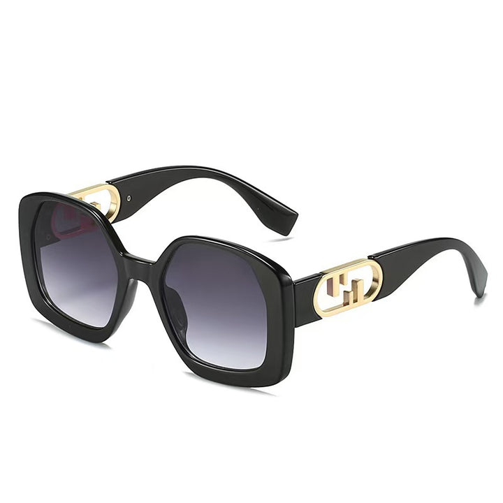 Women oversized sunglasses with extravagant geometric frame and elegant accents Bowlift