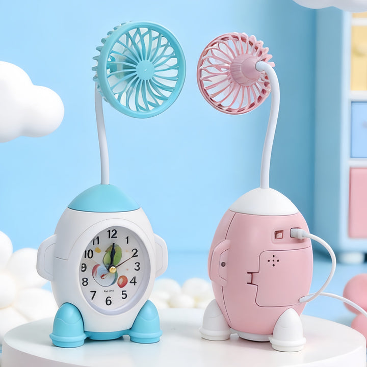 Ladies desk clock with integrated mini fan Bowlift