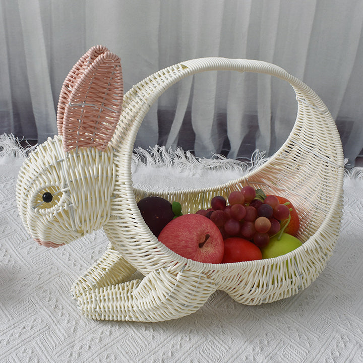 Artistic Rabbit-Shaped Woven Storage Basket Bowlift
