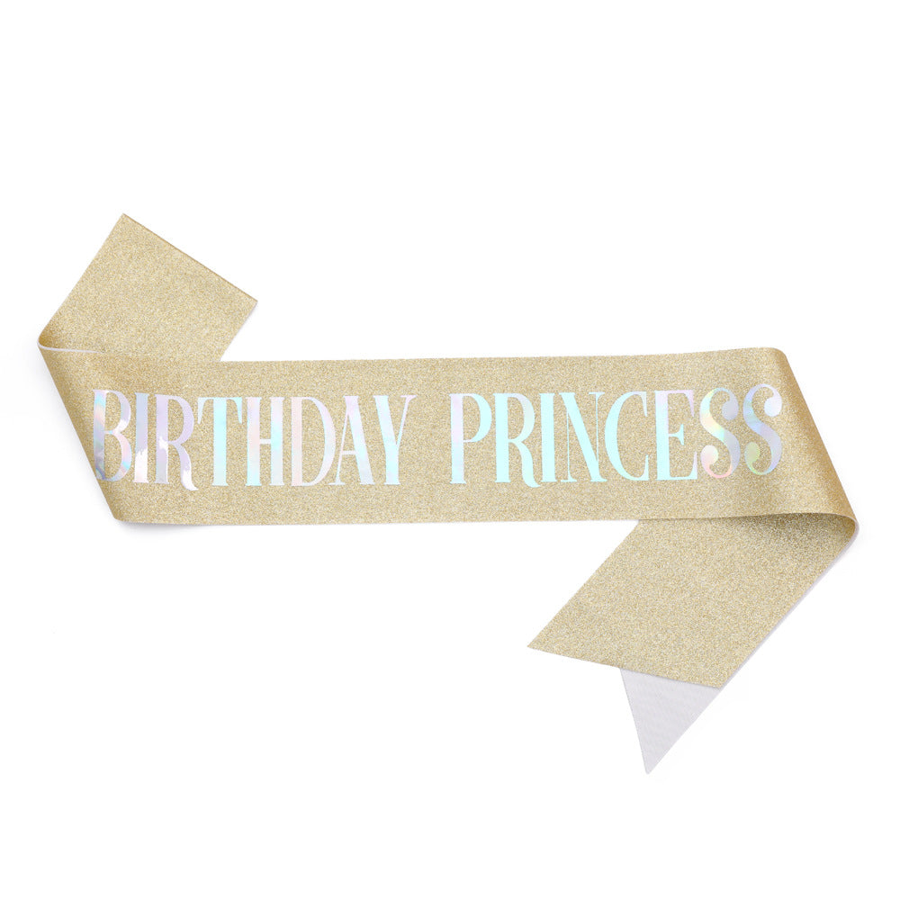 Women's Birthday Sash with Glitter Design Bowlift