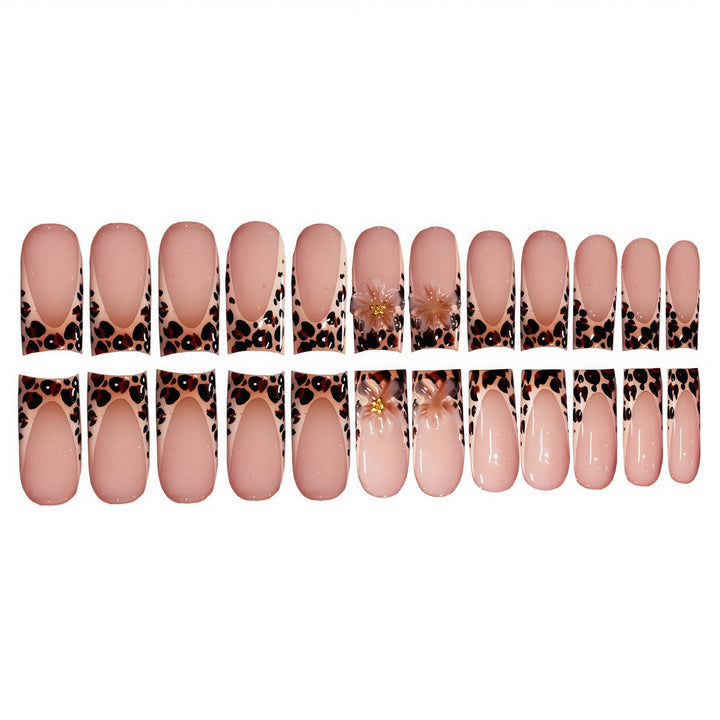 Artistic Floral Leopard Print Press-On Nails Bowlift