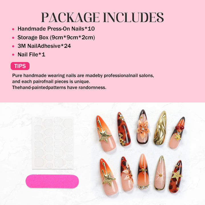 Acrylic nail set with elegant decorations Bowlift