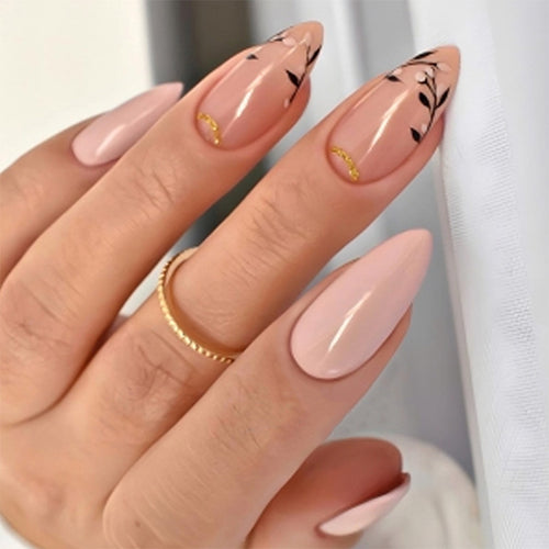 Premium Artistic Press-On Nail Art Set with Floral Accents Bowlift