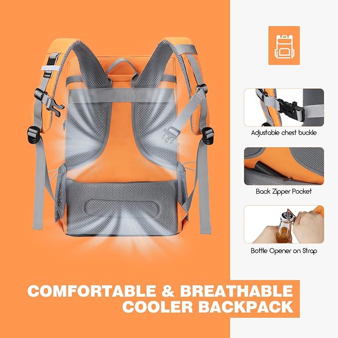 Unisex nan insulated picnic backpack with integrated cooler compartment, bottle holder and adjustable strap system Bowlift