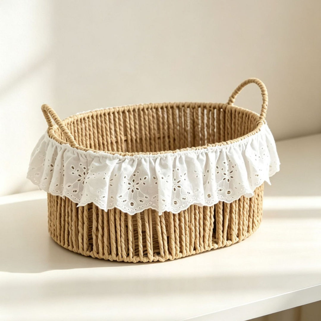 Charming storage basket with ruffle detail Bowlift