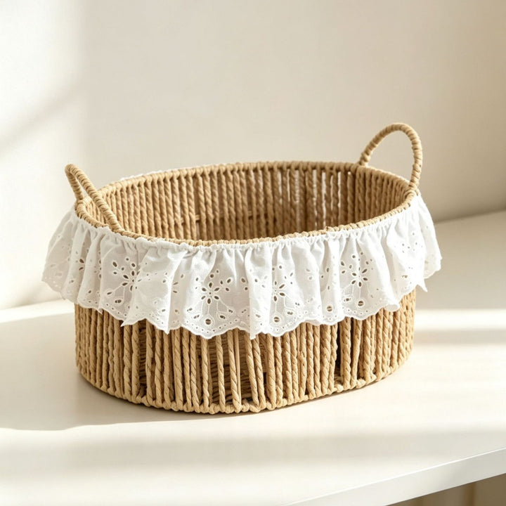 Charming storage basket with ruffle detail Bowlift