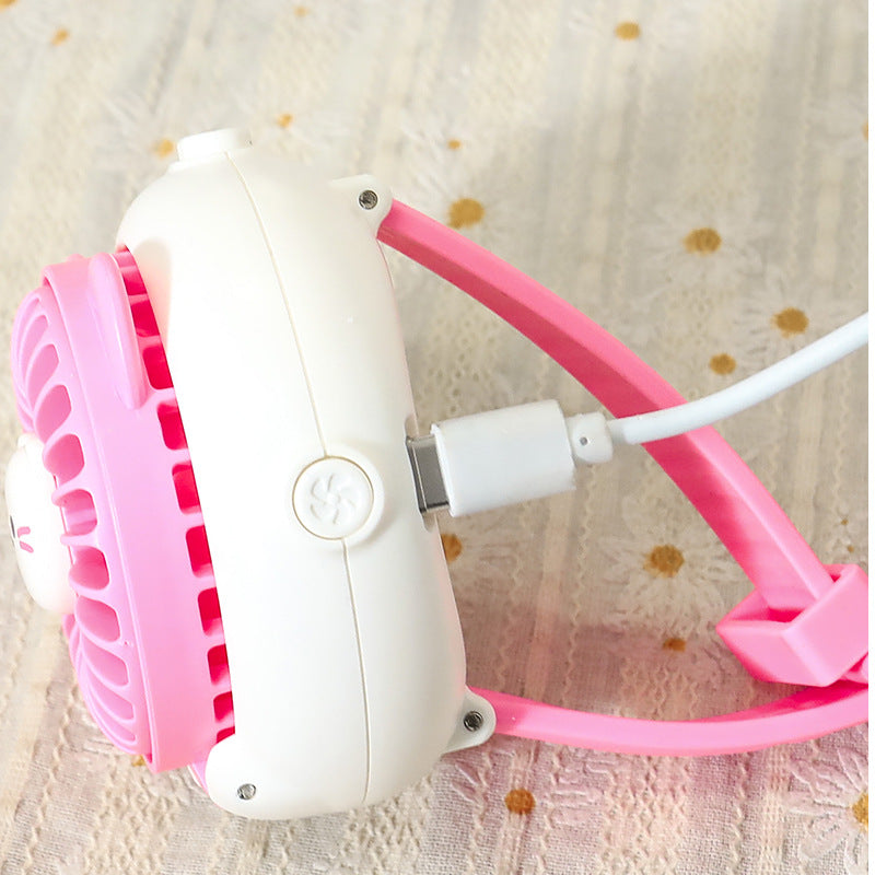 Women's Portable Hand Fan with Fun Rabbit Design Bowlift