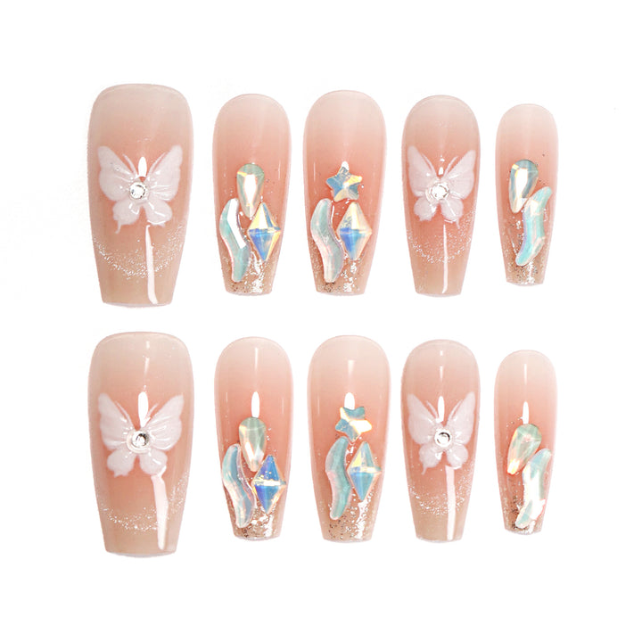 Artful Nail Extensions with Delicate Flower Design Bowlift