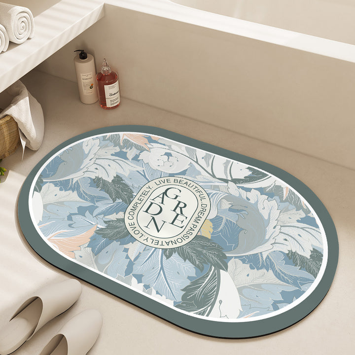 Oval Floral Bath Mat Bowlift