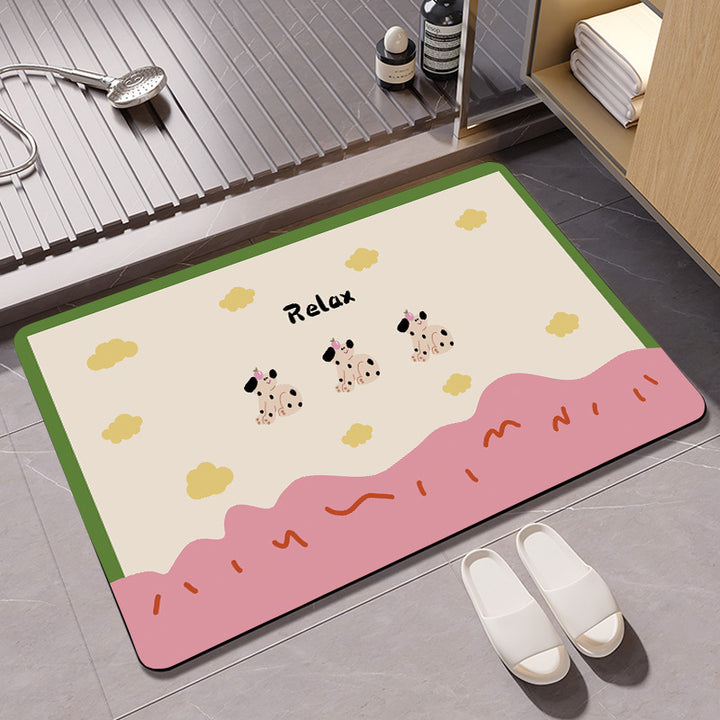 Floral Design Cotton Bath Mat Bowlift