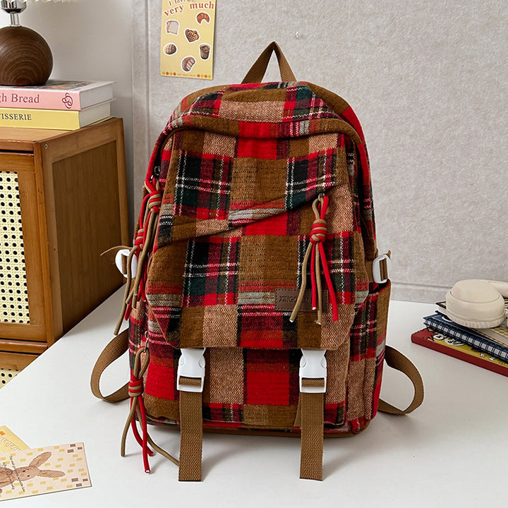 Cozy Plaid Patterned Backpack