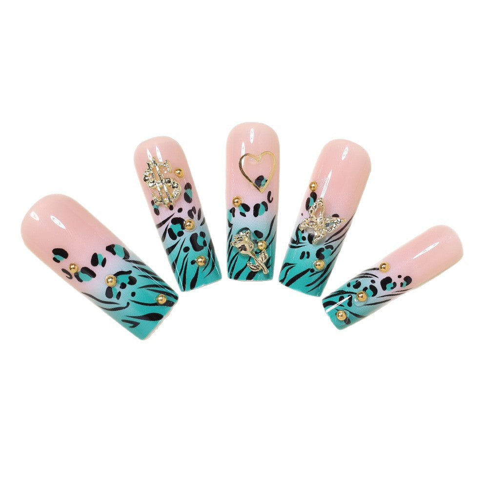 Stylish Bling Leopard Print Press-On Nail Tips Bowlift