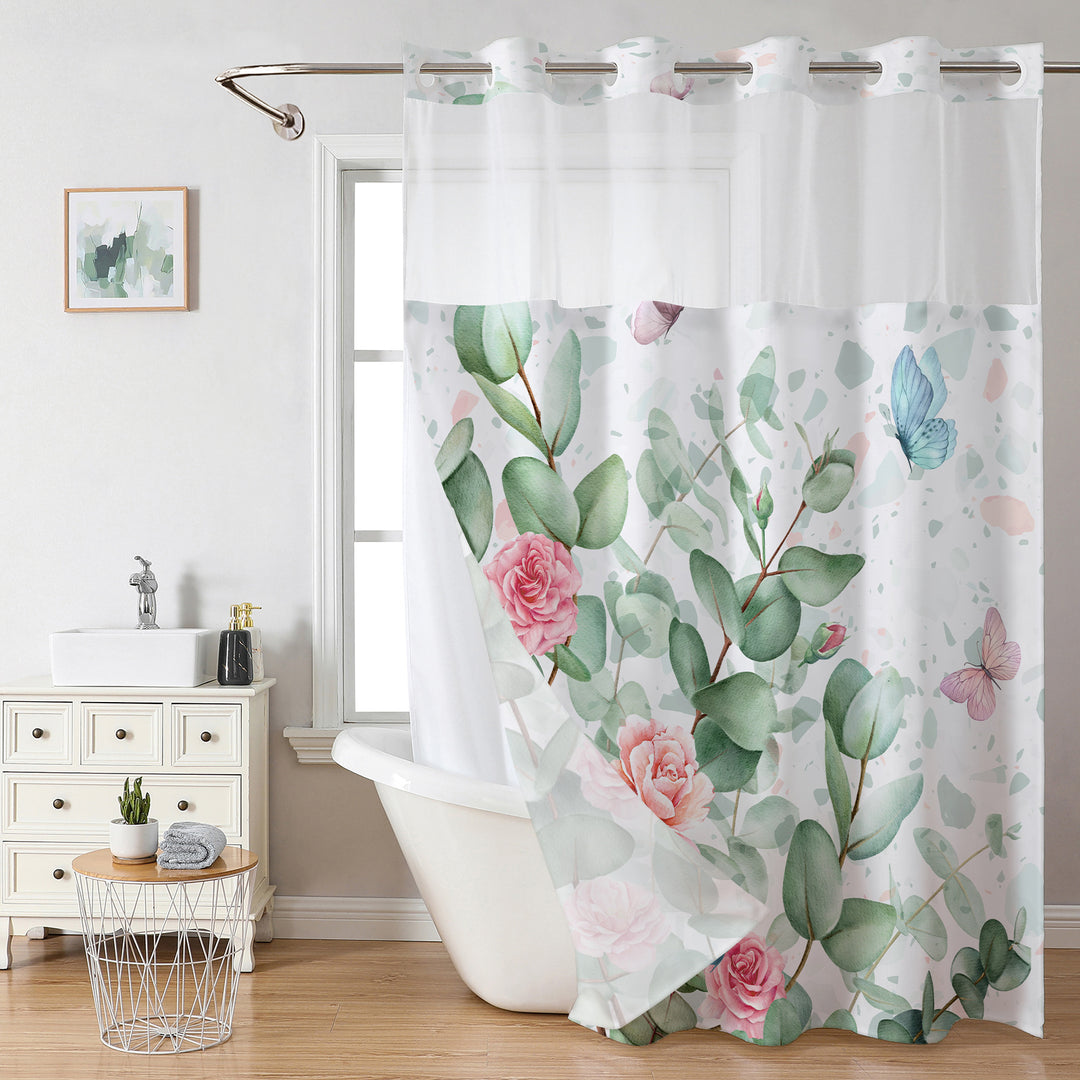 Botanical Floral Art Shower Curtain Bowlift