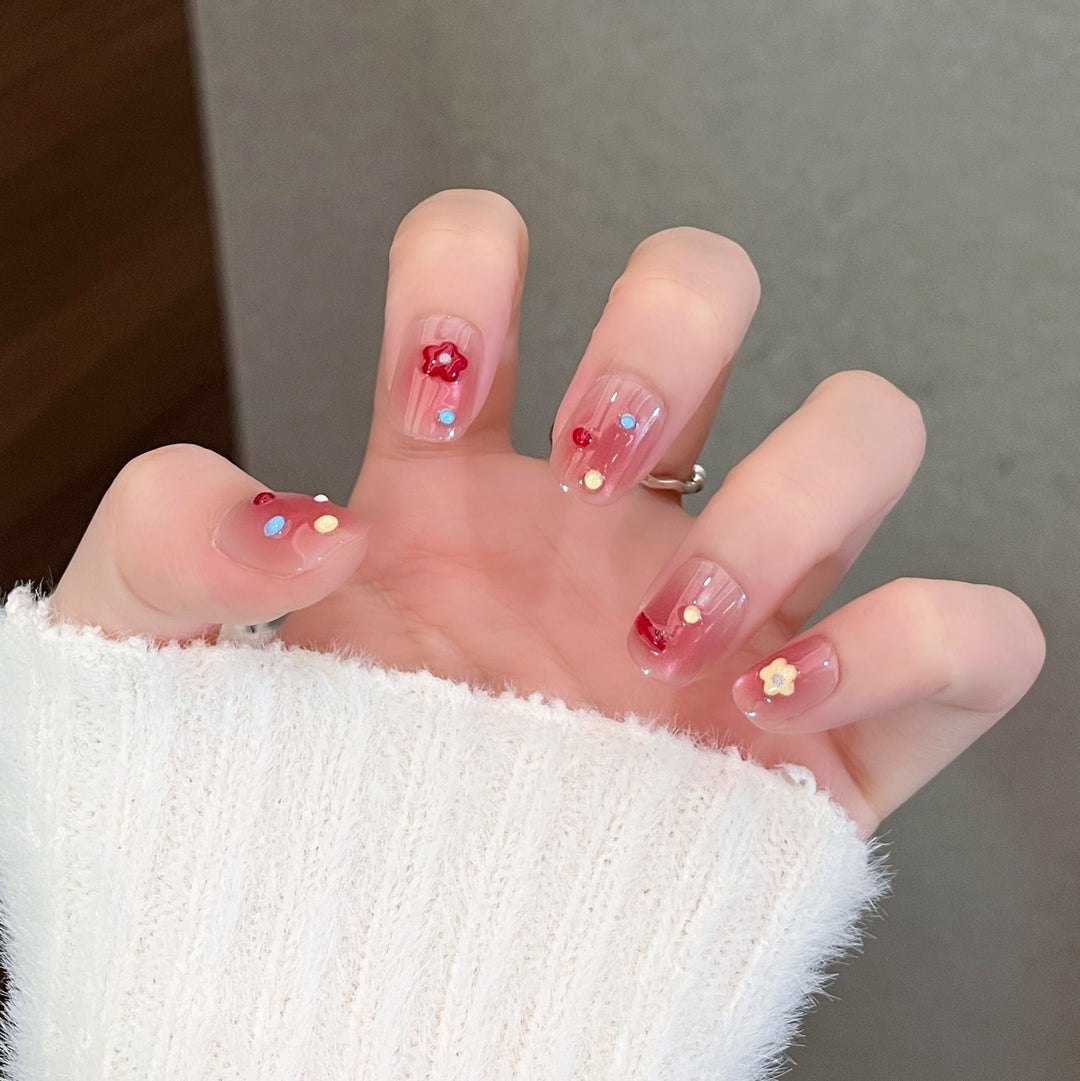 Artistic Floral Press-On Nail Art Set Bowlift