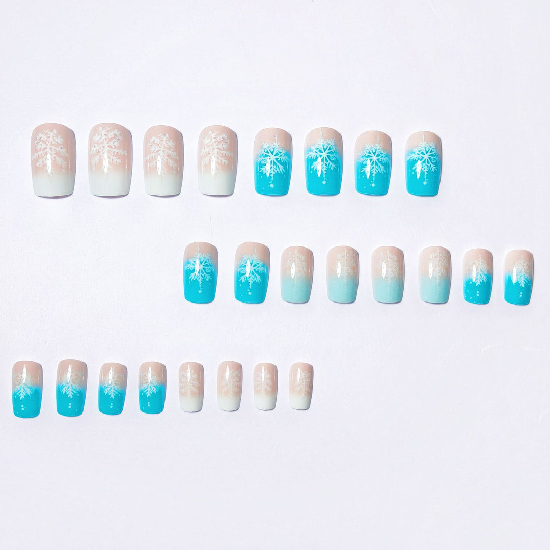 Wintry Artistic Nails with Shimmering Snowflake Design Bowlift