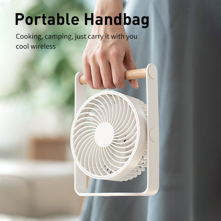 Unisex portable table fan with adjustable tilt function and wooden handle Bowlift