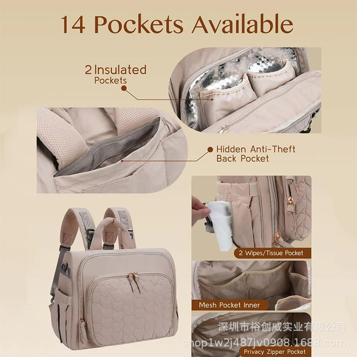 Multi-Functional Diaper Backpack with Changing Mat Bowlift
