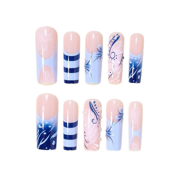 Artistic Nail Design Set with Ocean-Inspired Accents Bowlift