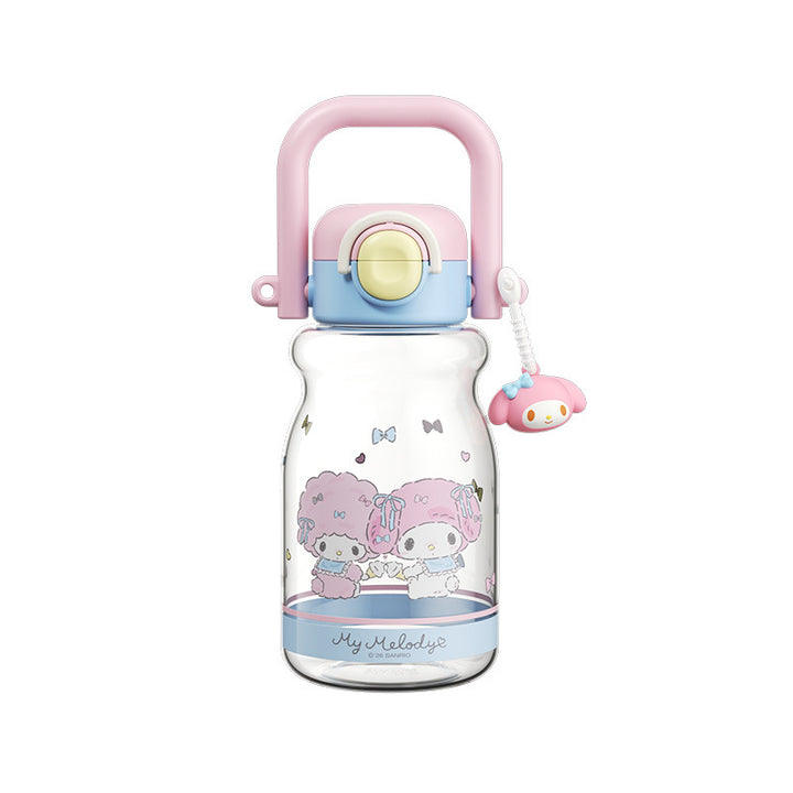 Women's water bottle with high-quality silicone carrying handle and playful character design Bowlift