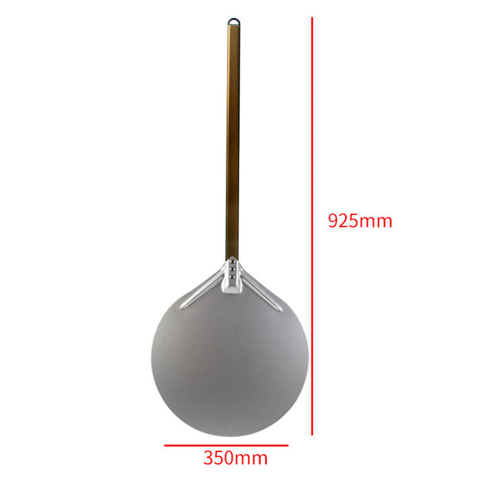 long wooden handled round aluminum pizza peel with reinforced neck Bowlift