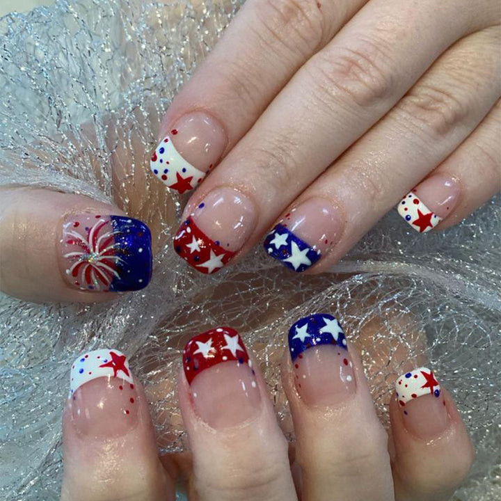 Patriotic Themed Gel Nail Art Extensions Bowlift