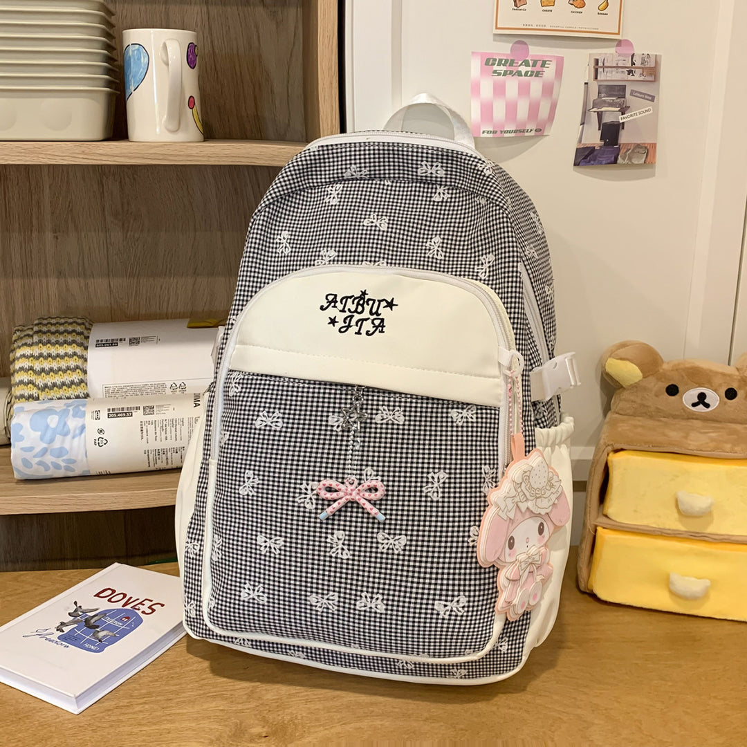 Gingham Patterned Backpack