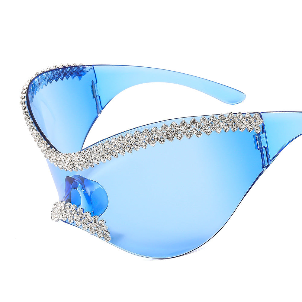 Women's Glamorous High-Gloss Sunglasses with Crystal Frame Bowlift