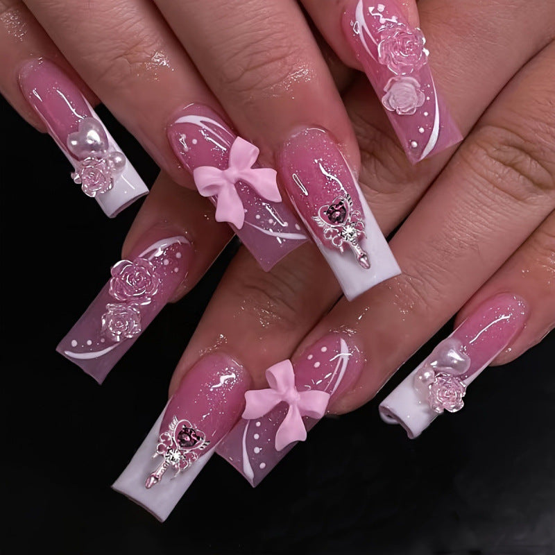 Artificial nails with elegant decorations Bowlift