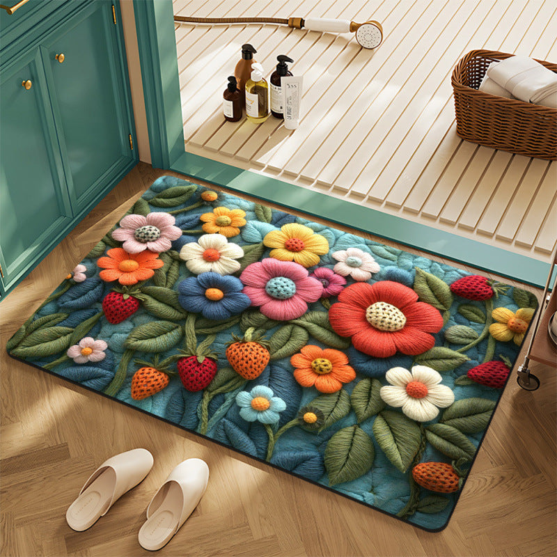 Floral Motif Bath Mat Bowlift