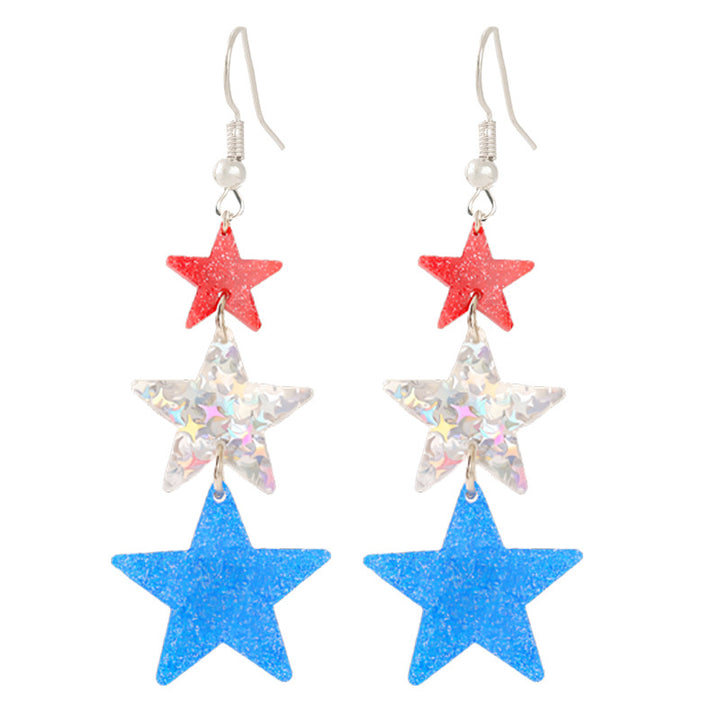 Ladies enamel earrings horseshoe with star stripe motif Bowlift