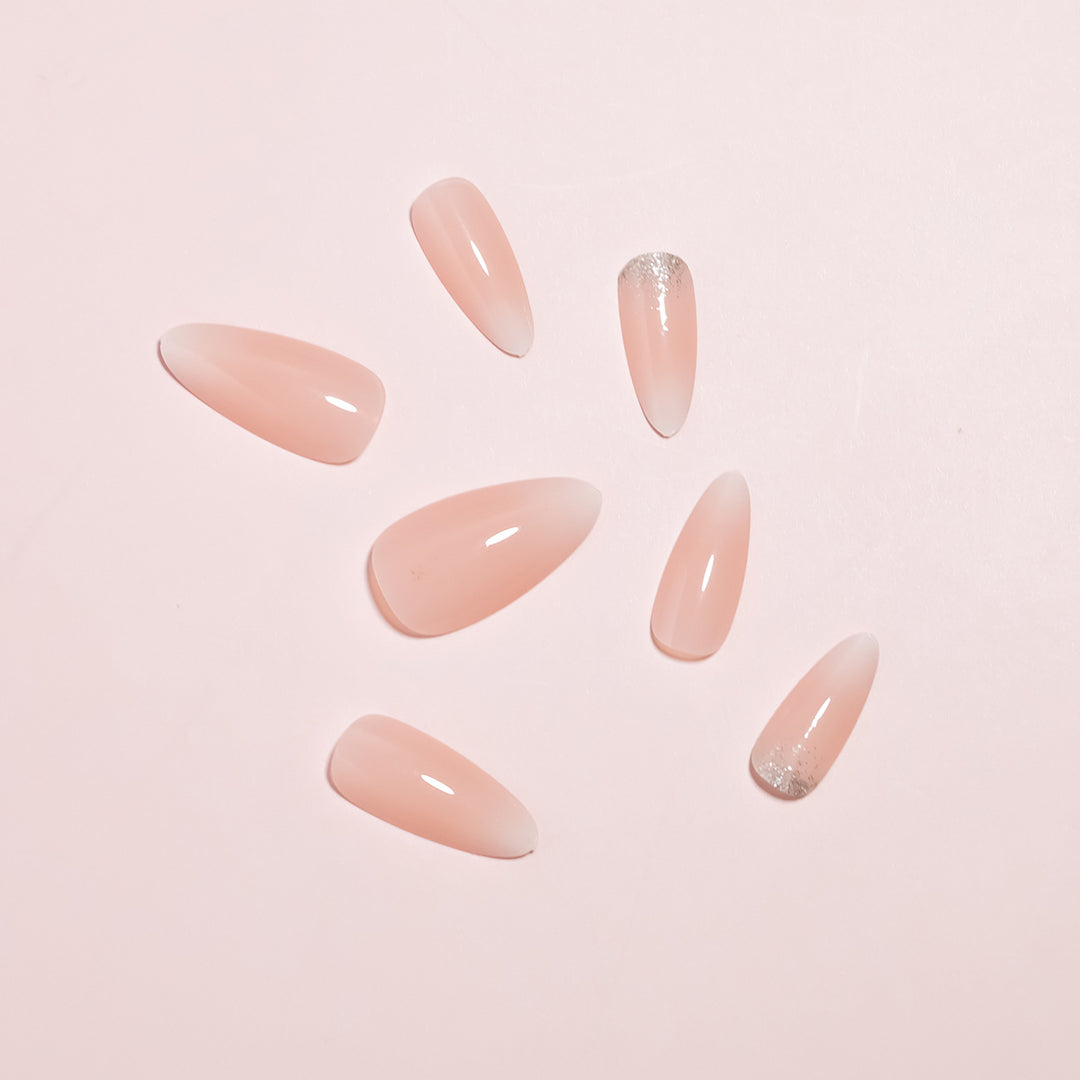 Premium Glossy Almond-Shaped Press-On Nail Tips Set Bowlift