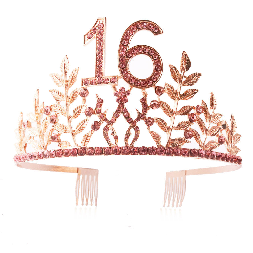 Women's Glamorous Birthday Crown with Shining Rhinestones Bowlift