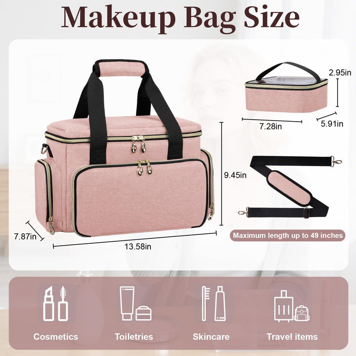 Cosmetic organizer bag with multiple compartments and transparent pockets Bowlift