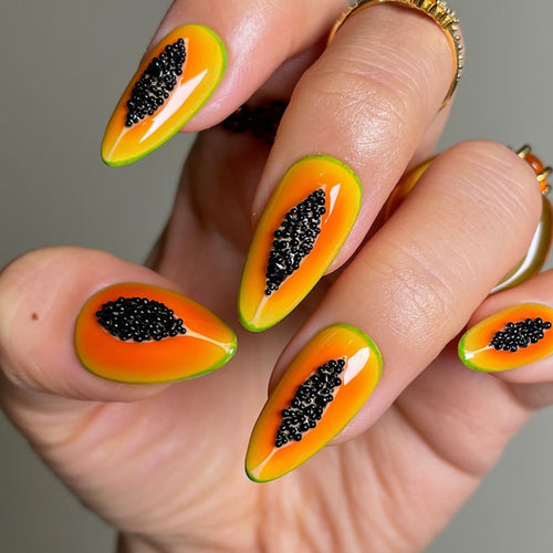 Creative Papaya-Inspired Nail Art Bowlift