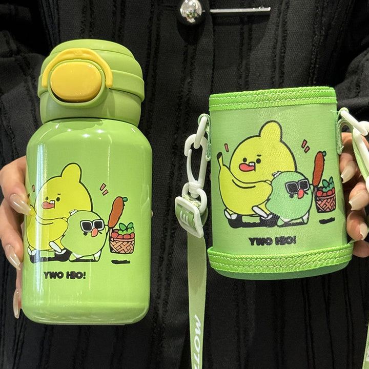 Women's insulated drinking bottle with secure flip-top lid and playful design Bowlift