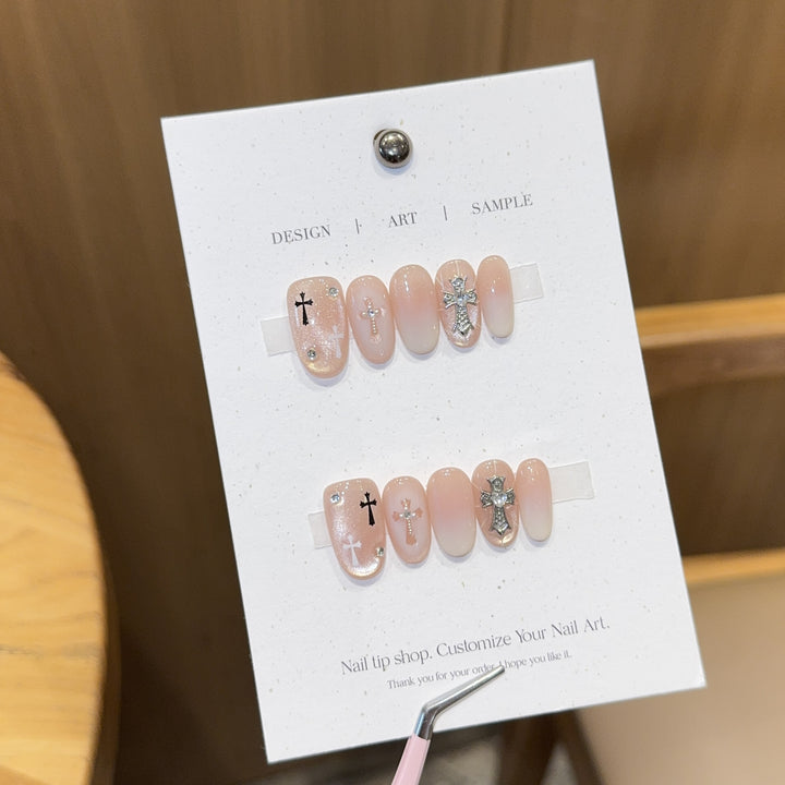 Artificial nail tips with cross design Bowlift