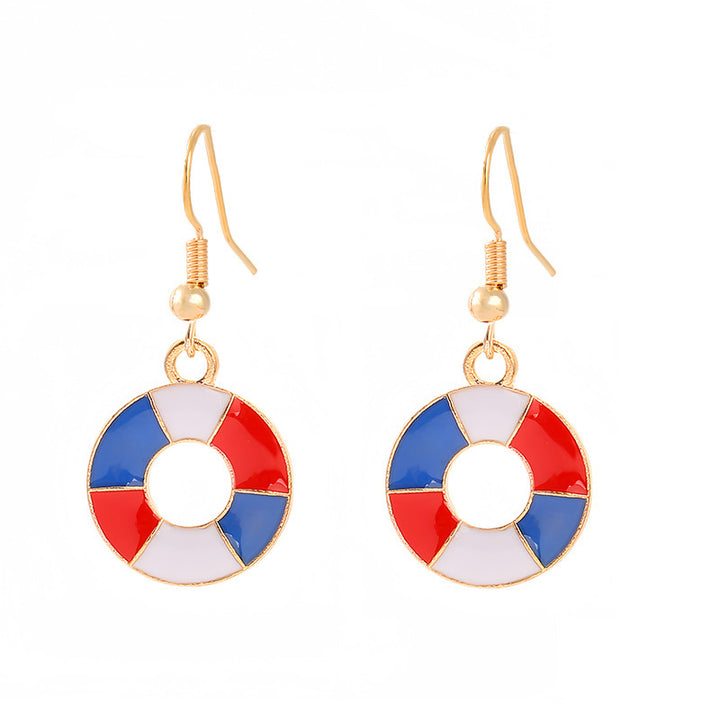 Women's nan patriotic horseshoe enamel dangle earrings with star-accented design and fishhook findings Bowlift