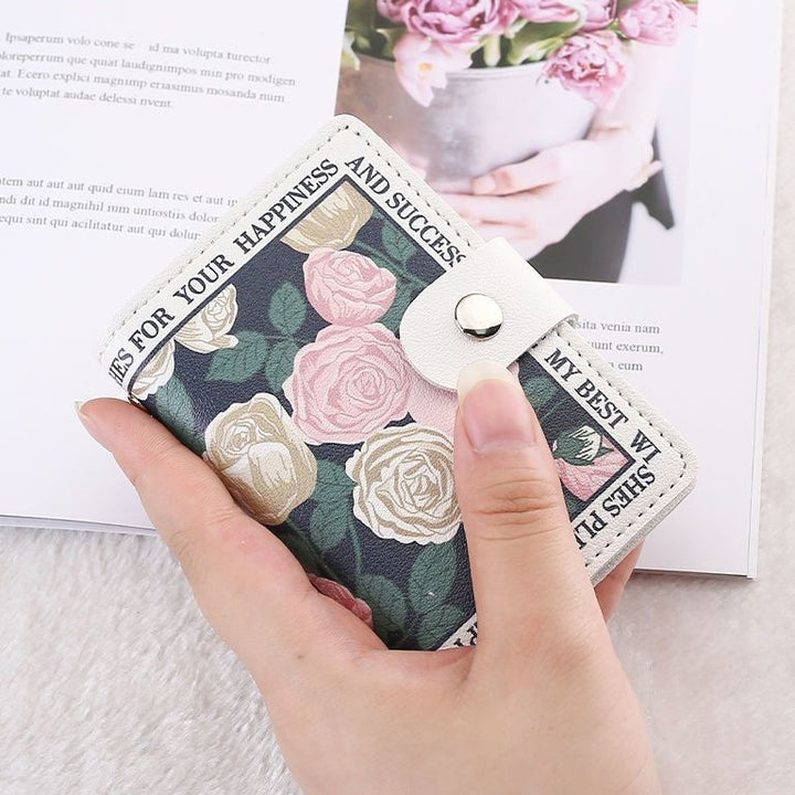 Elegant Rose Print Wallet Bowlift