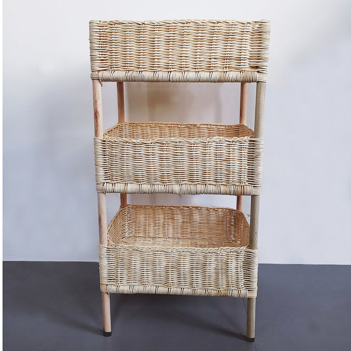 Versatile shelf cart with woven baskets Bowlift